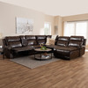 Baxton Studio Dacio Brown 6-Piece Sectional Recliner Sofa with 2 Reclining Seats 150-9117